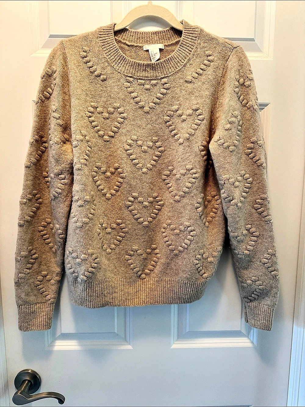 H&M Textured Heart Pattern Sweater Brown Size Small